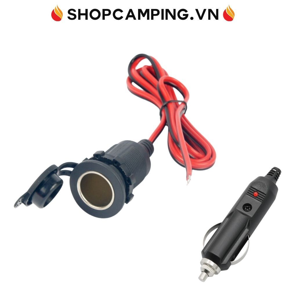 Dây đầu tẩu dài 1m, ổ cắm tẩu sạc đầu cái ô tô, đầu cắm tẩu sạc, công tắc on/off