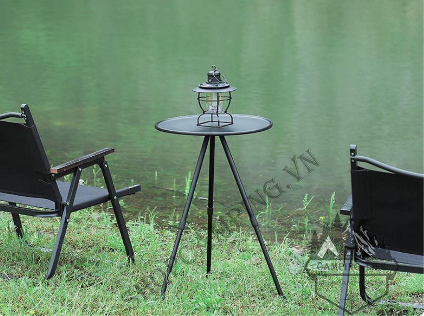 Bàn tròn gấp gọn 3 chân hợp kim nhôm điều chỉnh độ cao tiện lợi phù hợp cắm trại, dã ngoại, du lịch