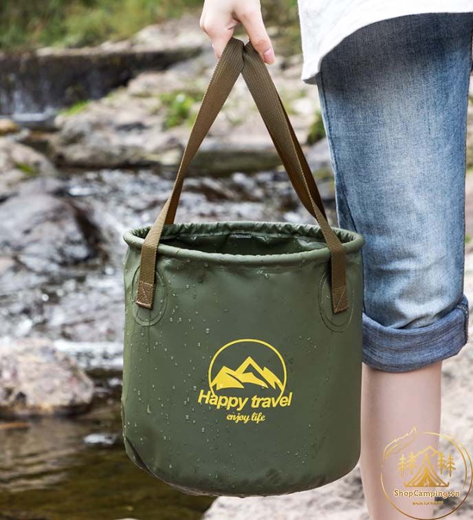 Xô đựng nước gấp gọn 10L / 20L HappyTravel, xô nước tròn xếp gọn du lịch, cắm trại dã ngoại