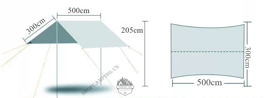 Bộ tăng trụ màu be 3x4m/3x5m dành cho cắm trại dã ngoại