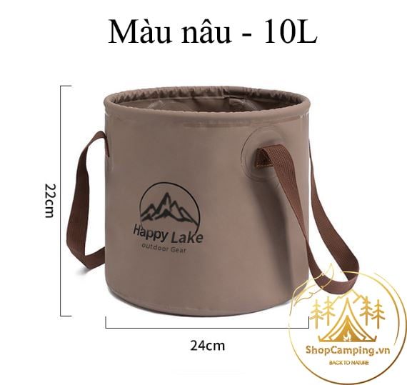 Xô đựng nước gấp gọn 10L / 20L HappyTravel, xô nước tròn xếp gọn du lịch, cắm trại dã ngoại