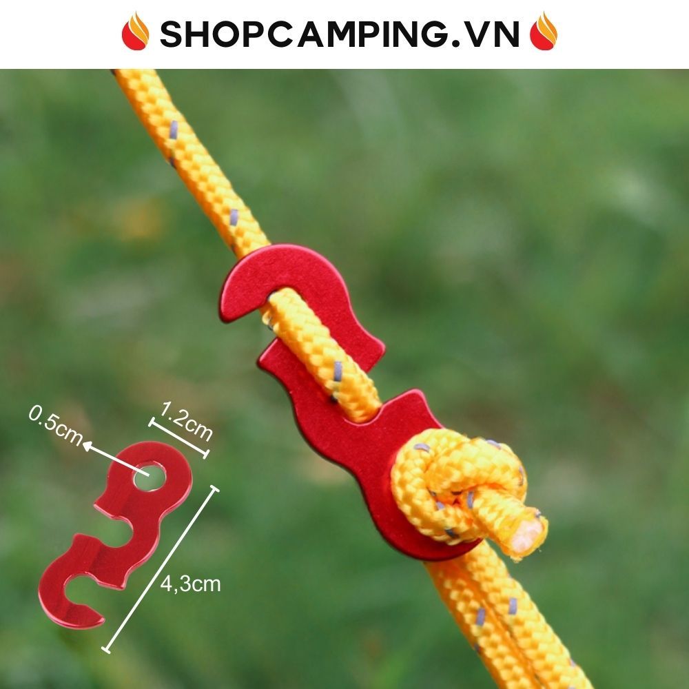 Set 10 dụng cụ căng dây lều hợp kim nhôm siêu nhẹ, móc khóa dây lều, tăng bạt cắm trại, dã ngoại