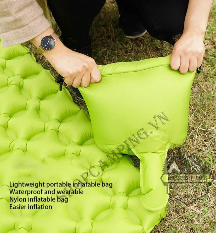 Nệm hơi gấp gọn,siêu nhẹ bơm hơi dành cho văn phòng, dã ngoại cắm trại (KÈM TÚI BƠM HƠI)