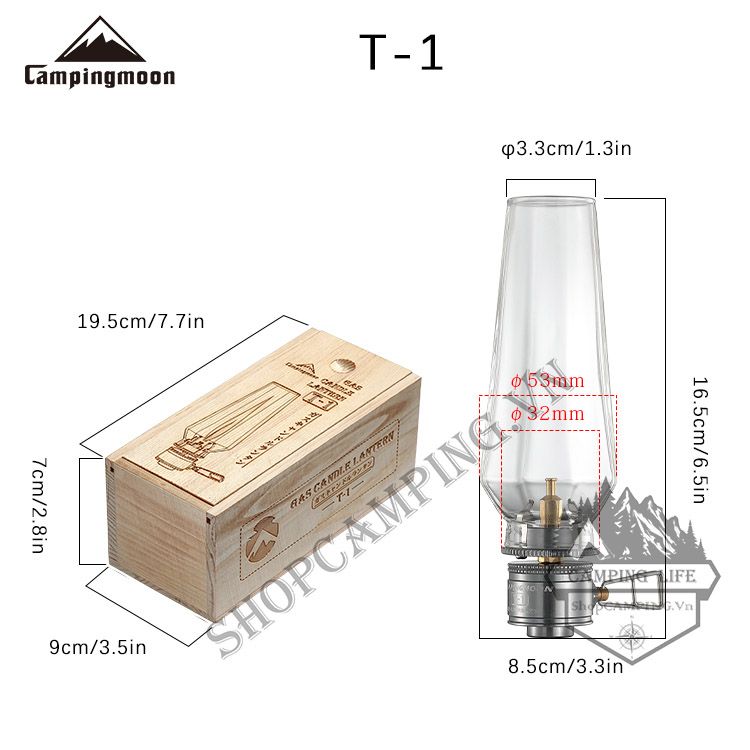 Đèn ga Campingmoon T1, đèn gas cắm trại du lịch dã ngoại dùng bình gas