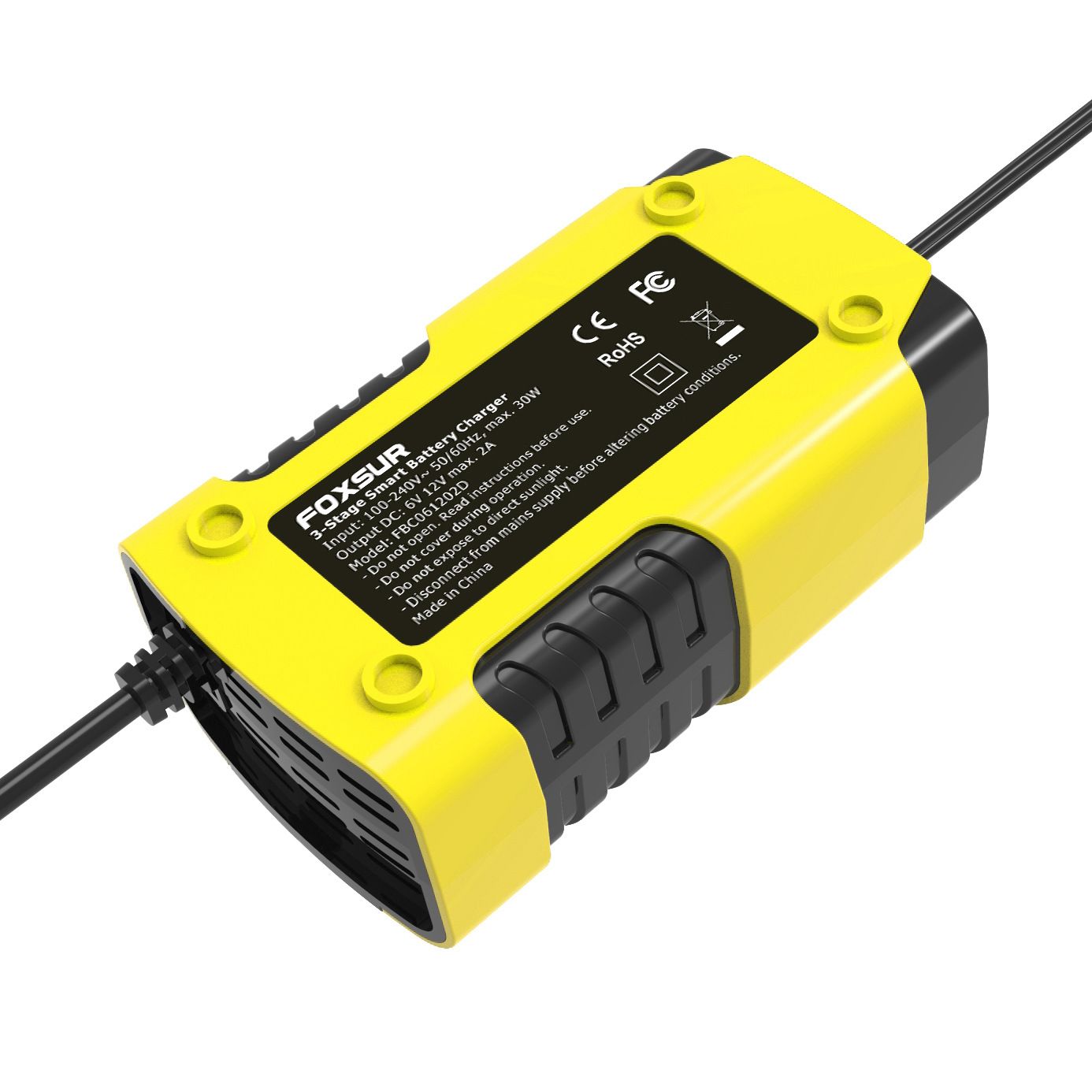 Sạc bình ắc quy 6V 12V dải Pin 4Ah - 40Ah FOXSUR dòng sạc 2A, tự ngắt khi đầy, phục hồi ắc quy khử sunfat, chống ngược cực