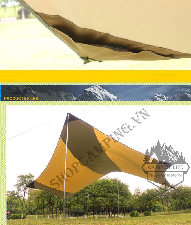 Bộ tăng /tarp Flytop bạt che kèm trụ sắt 5m6*5m5*cao 2m