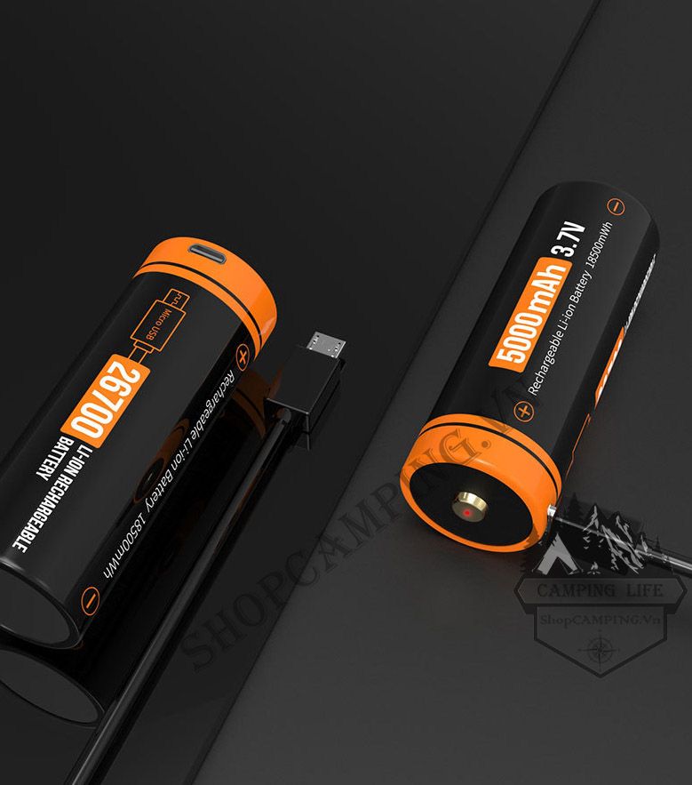 Pin sạc BESTON 26550 5000mAh có mạch bảo vệ, tích hợp cổng sạc USB Micro 3.7v