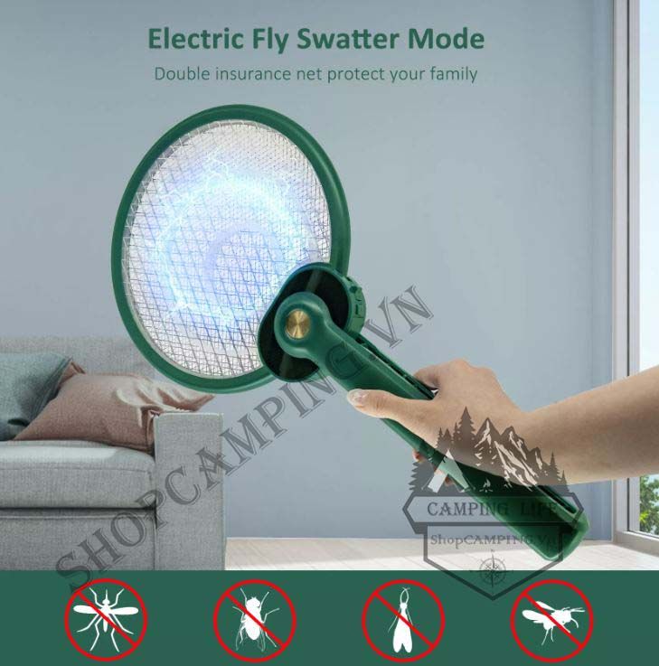 Vợt Muỗi Gấp Gọn Kiêm Đèn Bắt Muỗi 2 Trong 1, Diệt Muỗi Côn Trùng Hiệu Quả Tích Hợp Pin 1200mAh