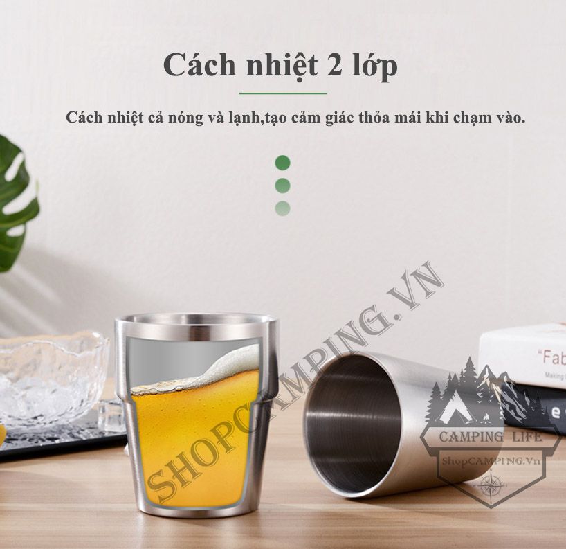 Ly 2 lớp inox 304, cách nhiệt cả nóng và lạnh