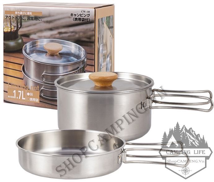 Set Nồi Chảo Gấp Gọn Inox cao cấp CLS dành cho cắm trại dã ngoại