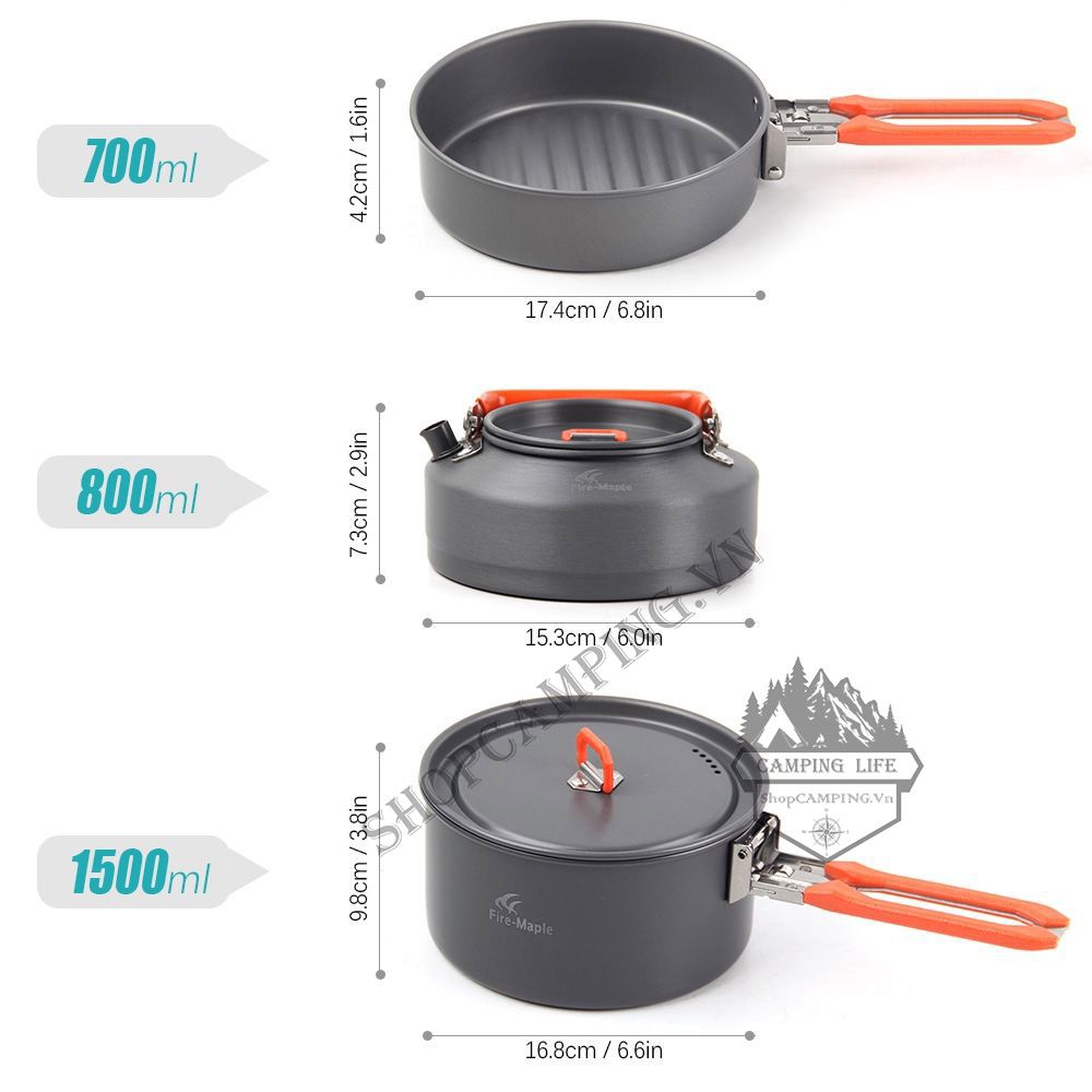 Bộ nồi nấu ăn 2-3 người dành cho dã ngoại cắm trại Fire Maple Feast 4