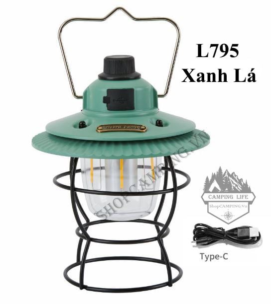 Đèn cổ Retro Lamp phong cách Vintage cổ điển, đèn treo lều, đèn cắm trại, dã ngoại