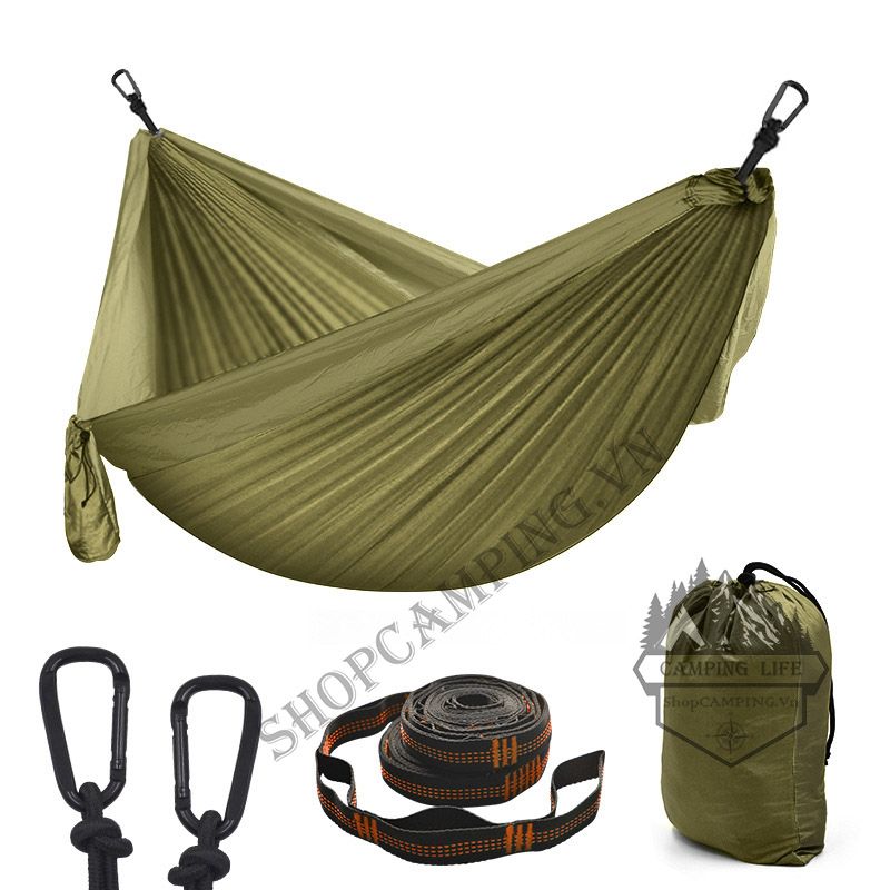Võng phượt dã ngoại cắm trại du lịch câu cá gọn nhẹ,Võng Hammock kèm dây và móc chuyên dụng