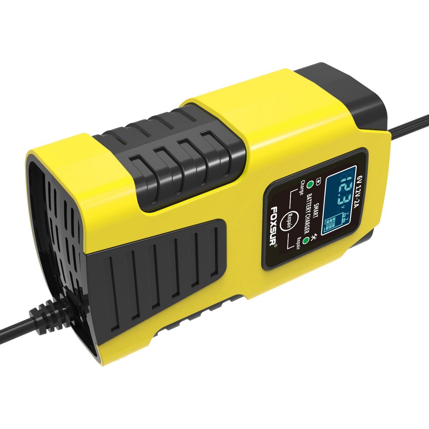 Sạc bình ắc quy 6V 12V dải Pin 4Ah - 40Ah FOXSUR dòng sạc 2A, tự ngắt khi đầy, phục hồi ắc quy khử sunfat, chống ngược cực