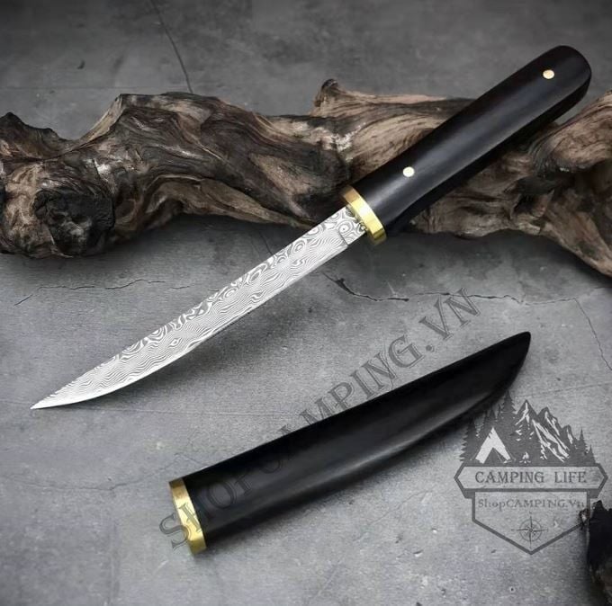Dao gọt hoa quả vân thép Damascus Nhật Bản