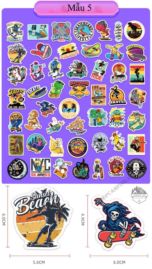 Sticker chủ đề camping hình dán trang trí phượt du lịch (50 hình)