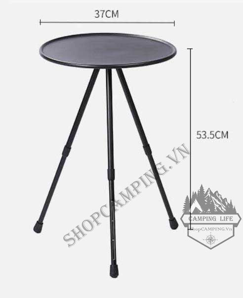 Bàn tròn gấp gọn 3 chân hợp kim nhôm điều chỉnh độ cao tiện lợi phù hợp cắm trại, dã ngoại, du lịch