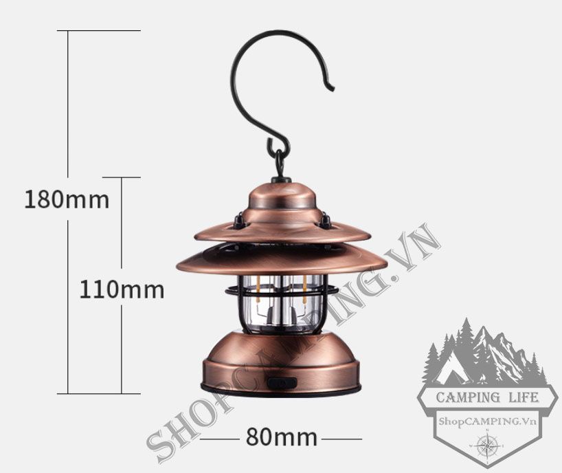 Đèn cổ Vintage Lights pin AA và cổng usb, đèn treo dã ngoại cắm trạ