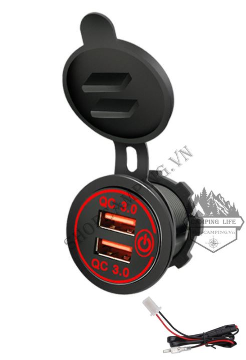 Bộ sạc QC3.0 Cổng USB không thấm nước dành cho Ô tô ,Xe máy