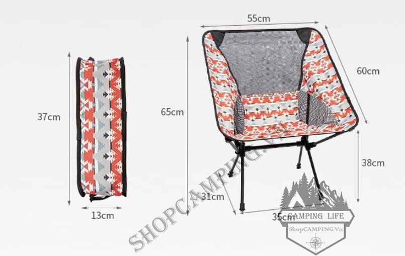 Ghế xếp thổ cẩm phượt du lịch câu cá dã ngoại siêu gọn, cắm trại, outdoor