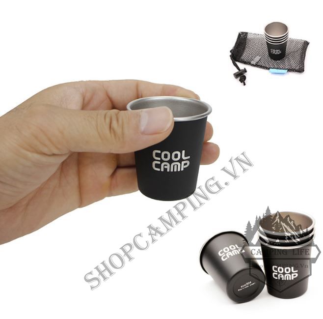 Set 4 ly Inox uống rượu Coolcamp dành cho cắm trại dã ngoại