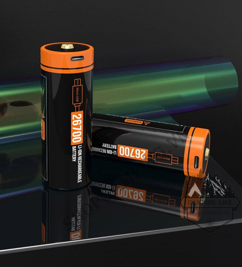 Pin sạc BESTON 26550 5000mAh có mạch bảo vệ, tích hợp cổng sạc USB Micro 3.7v