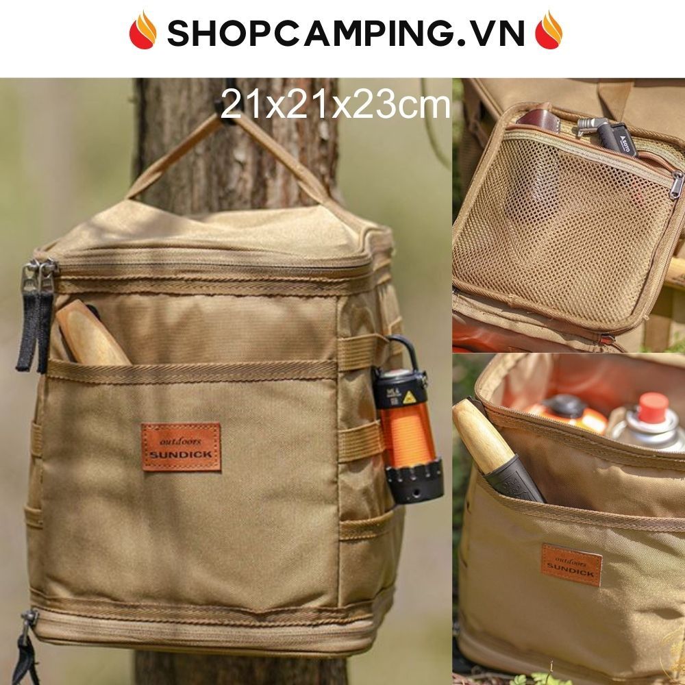 Túi đựng đồ gấp gọn Sundick, túi đựng dụng cụ size 21x21x23cm du lịch, cắm trại dã ngoại