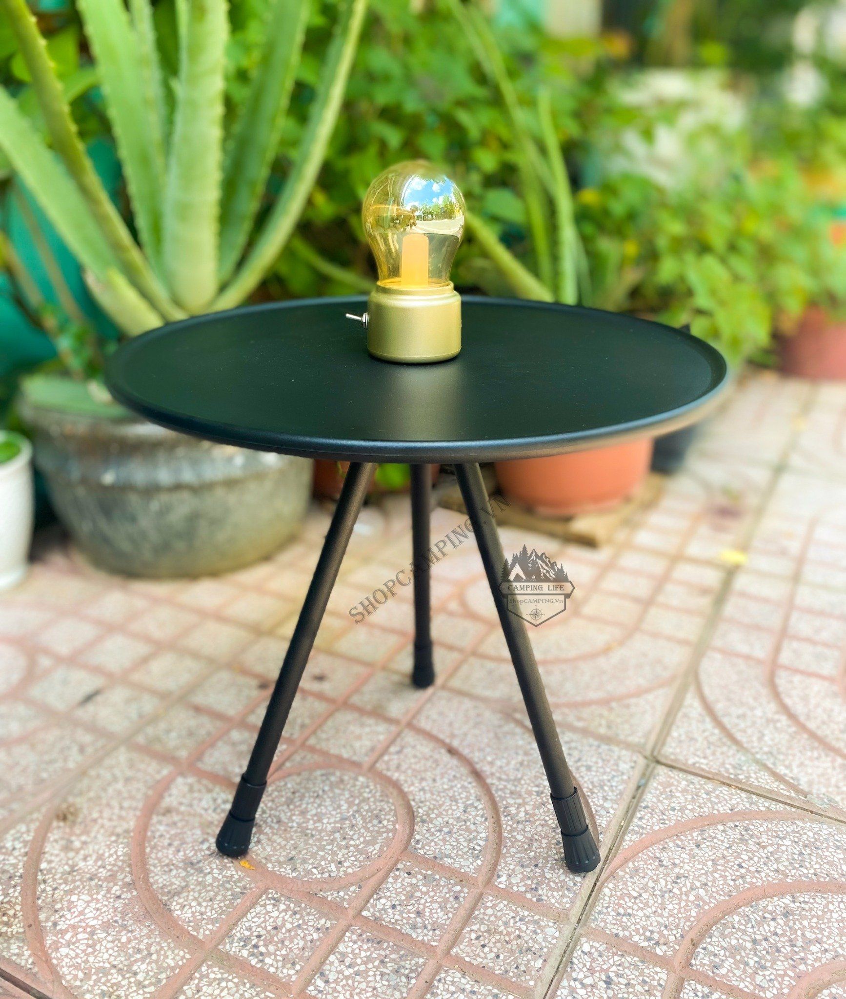 Bàn tròn gấp gọn 3 chân hợp kim nhôm điều chỉnh độ cao tiện lợi phù hợp cắm trại, dã ngoại, du lịch