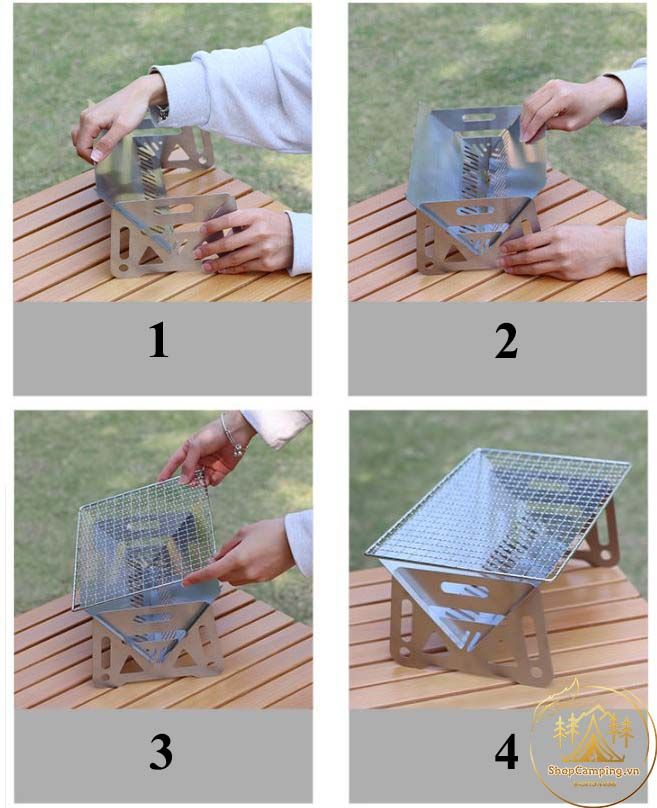 Bếp nướng BBQ, bếp nướng than hoa dã ngoại Mini dành cho 2-3 người (615)