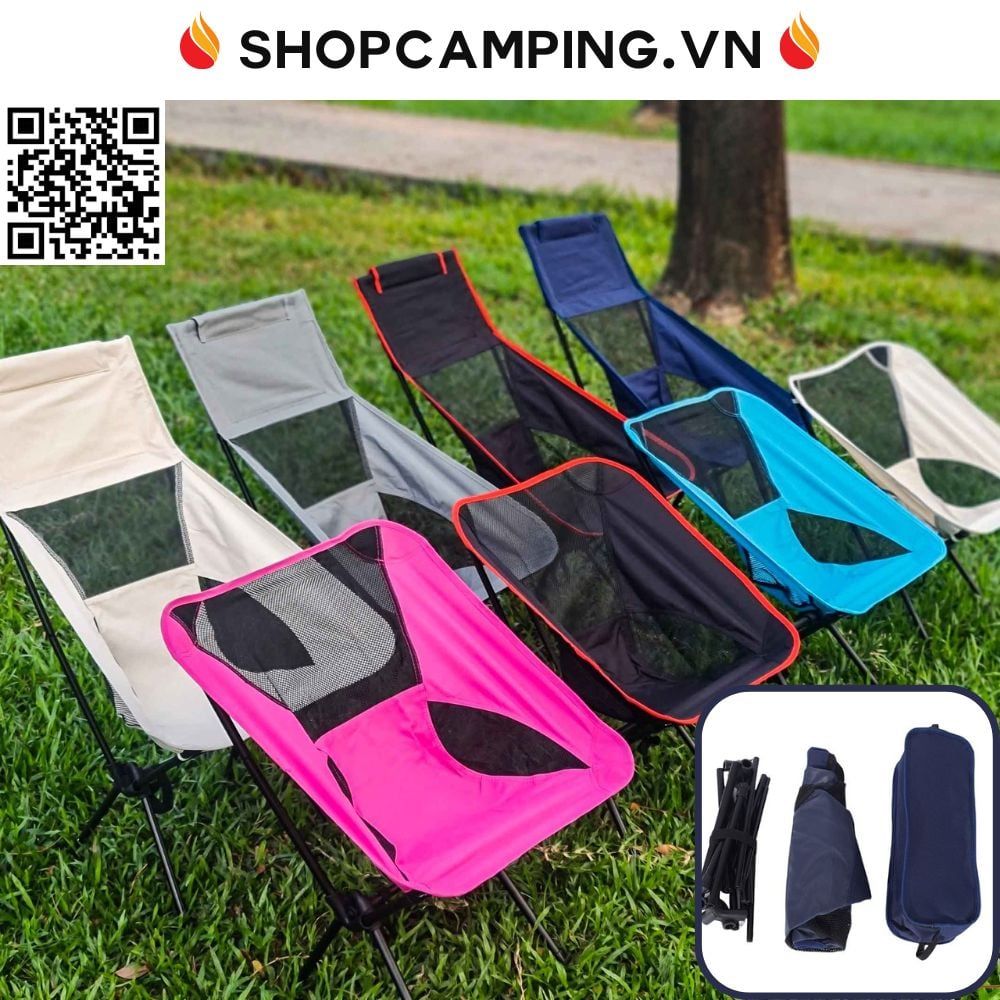 Ghế thư giãn gấp gọn khung thép chịu lực, ghế câu cá, cắm trại, du lịch, dã ngoại