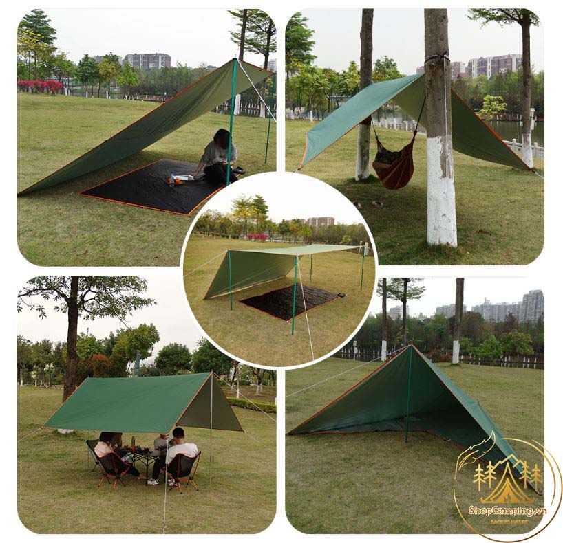Bộ tấm tăng Top Lander 3x4m và 3x5m,tấm tăng bạt che nắng, mưa, bộ tăng trụ dã ngoại, cắm trại