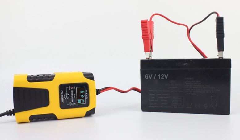 Sạc bình ắc quy 6V 12V dải Pin 4Ah - 40Ah FOXSUR dòng sạc 2A, tự ngắt khi đầy, phục hồi ắc quy khử sunfat, chống ngược cực