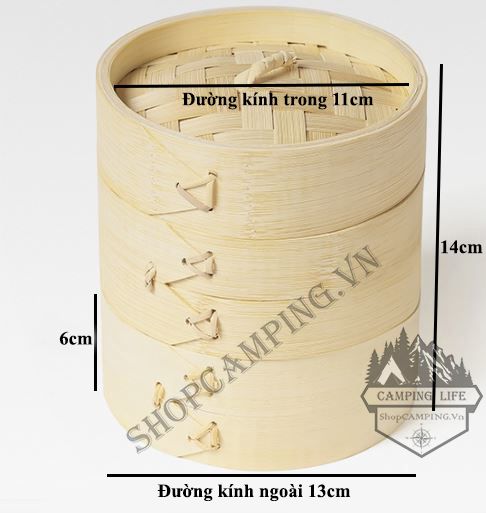 Lồng hấp tre, xửng hấp tre mini dành cho cắm trại dã ngoại