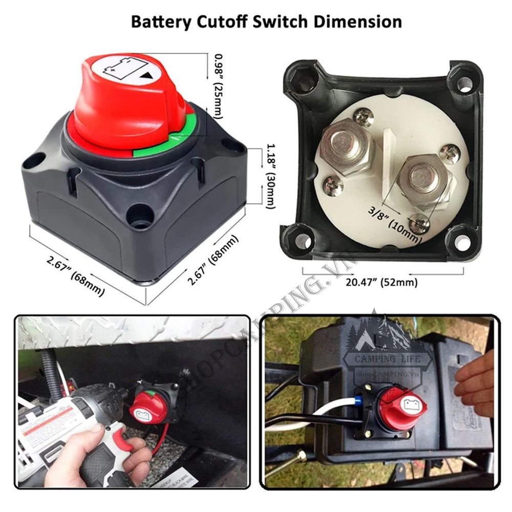Công Tắc Ngắt Kết Nối Bảo Vệ Bình Ắc Quy Xe Hơi 300a/ 600a