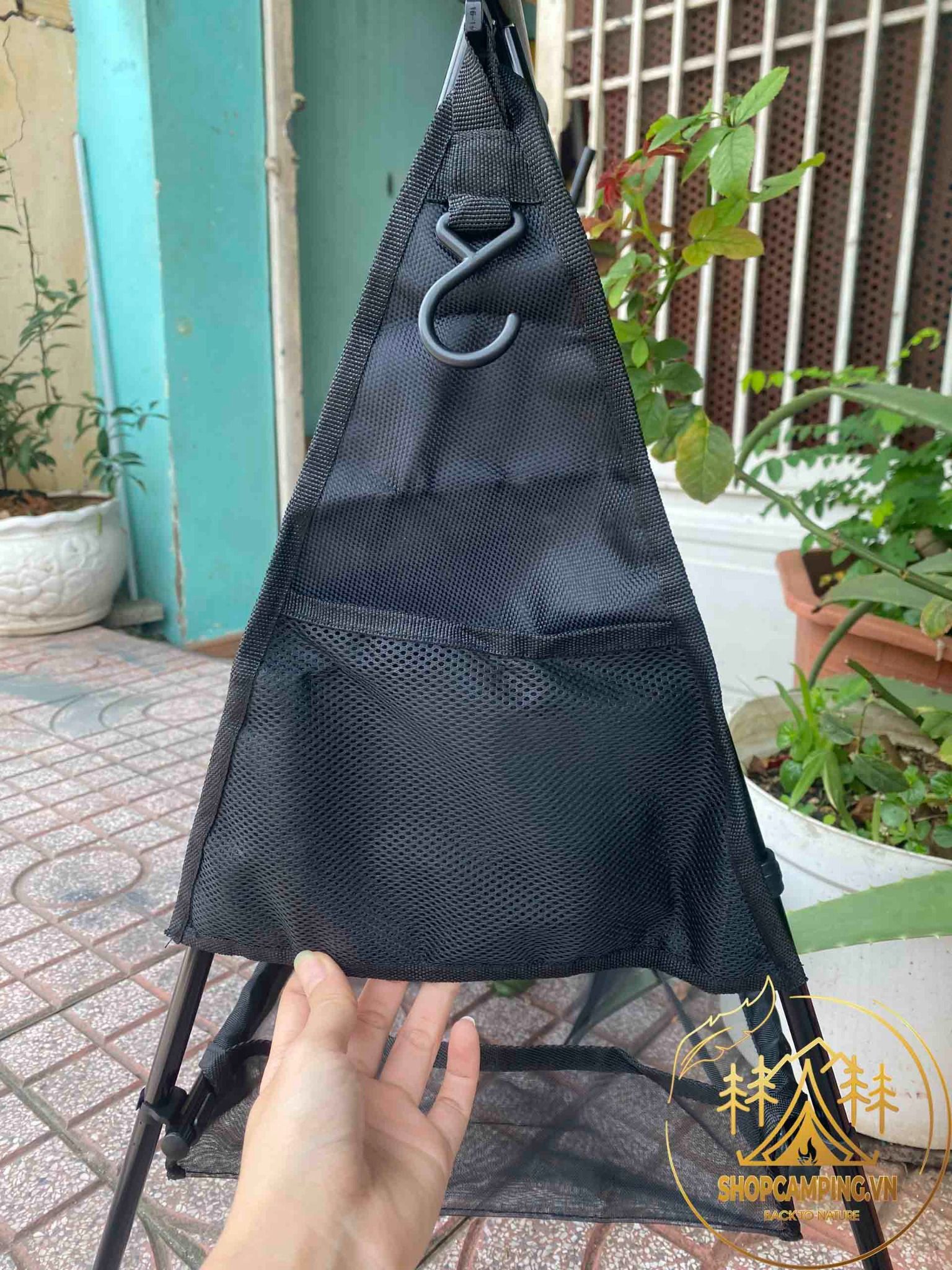 Giá Treo đồ dã ngoại gấp gọn hợp kim nhôm, giá móc đồ chịu Tải 12Kg kèm 6 móc