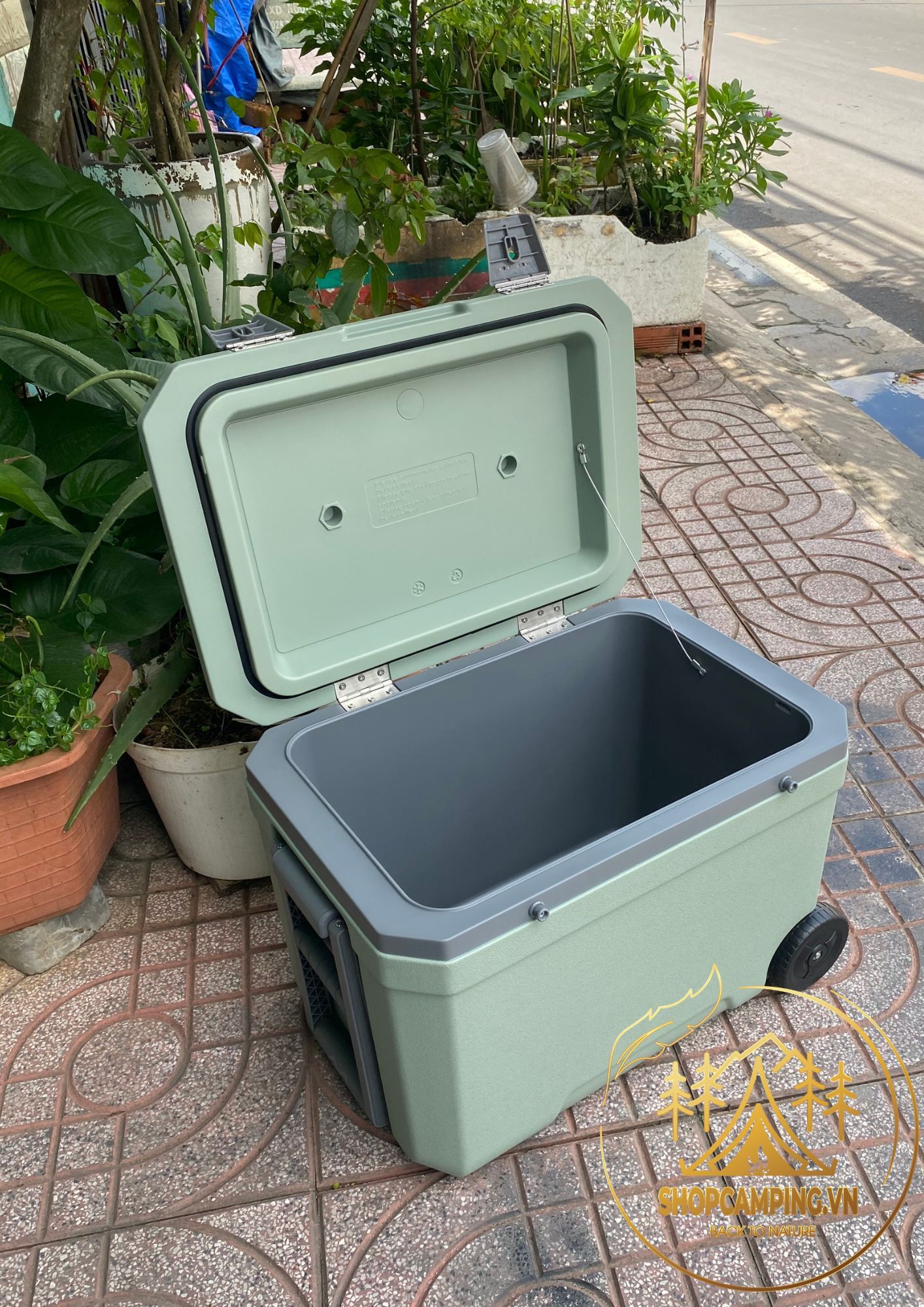 Thùng đá giữ nhiệt 45L có bánh xe kéo, thùng đựng đá, thùng giữ nhiệt du lịch, cắm trại dã ngoại