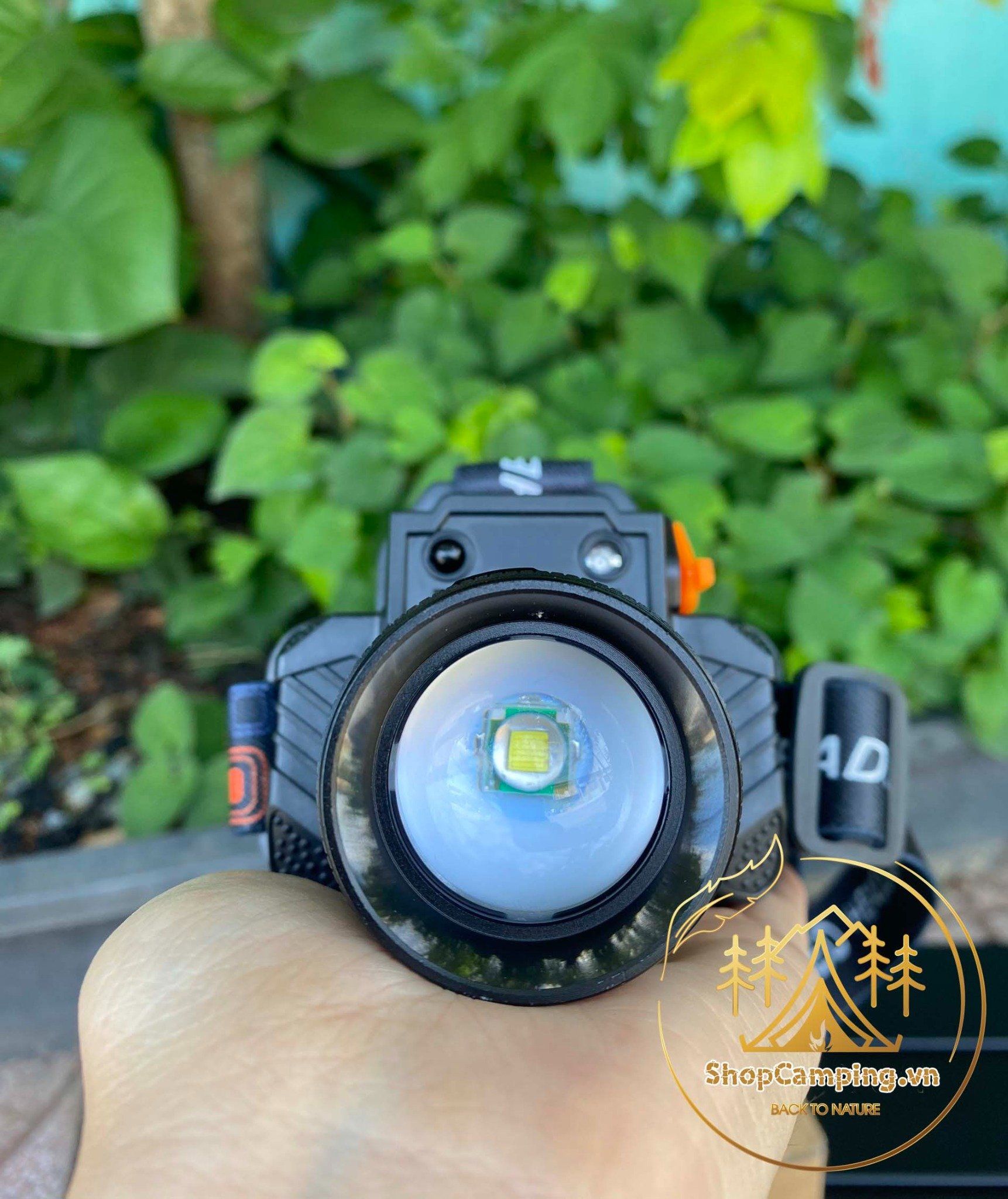 Đèn pin đội đầu T50 ngoài trời chống nước có zoom, đèn đội đầu siêu sáng hợp kim nhôm