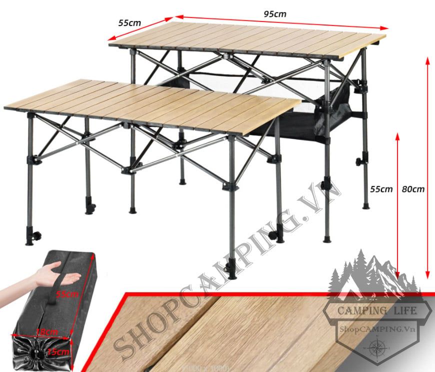 Bàn xếp dã ngoại, cắm trại mặt vân đá cẩm thạch, chịu lực lên đến 120kg