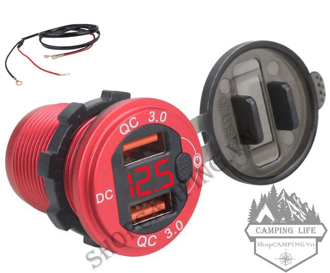 Bộ sạc QC3.0 Cổng USB không thấm nước dành cho Ô tô ,Xe máy