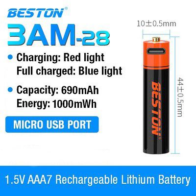 Pin tiểu sạc AA/AAA Beston 1.5V 3500mWh/800mWh cao cấp sạc nhanh trực tiếp bằng cổng micro USB
