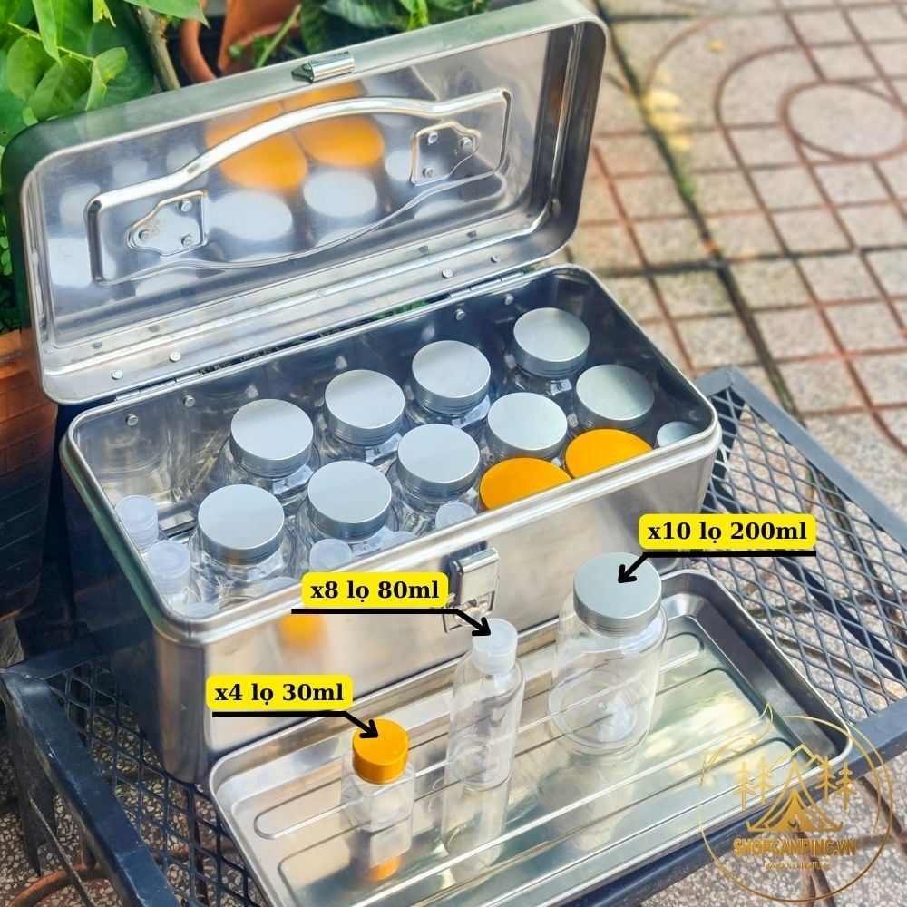 Hộp đựng gia vị Inox kèm hũ đựng tiện dụng dành cho cắm trại dã ngoại