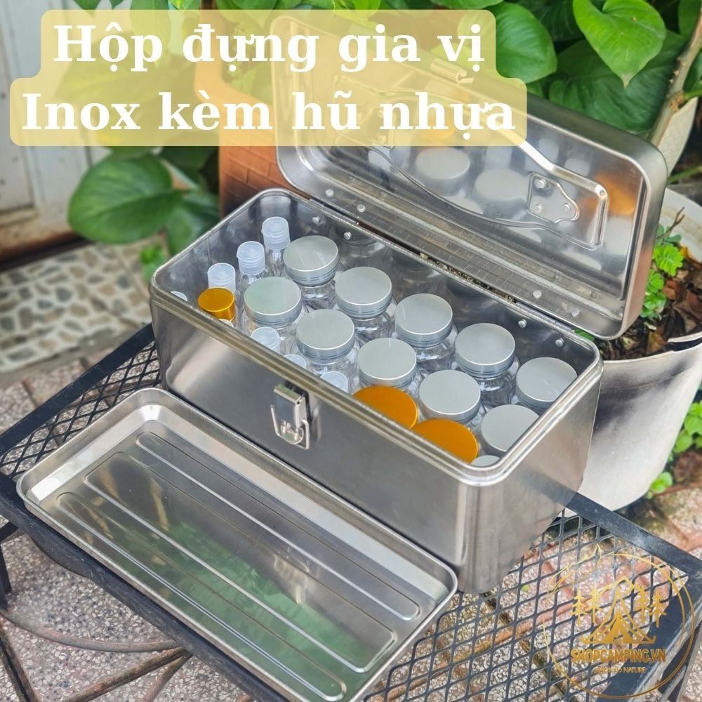 Hộp đựng gia vị Inox kèm hũ đựng tiện dụng dành cho cắm trại dã ngoại