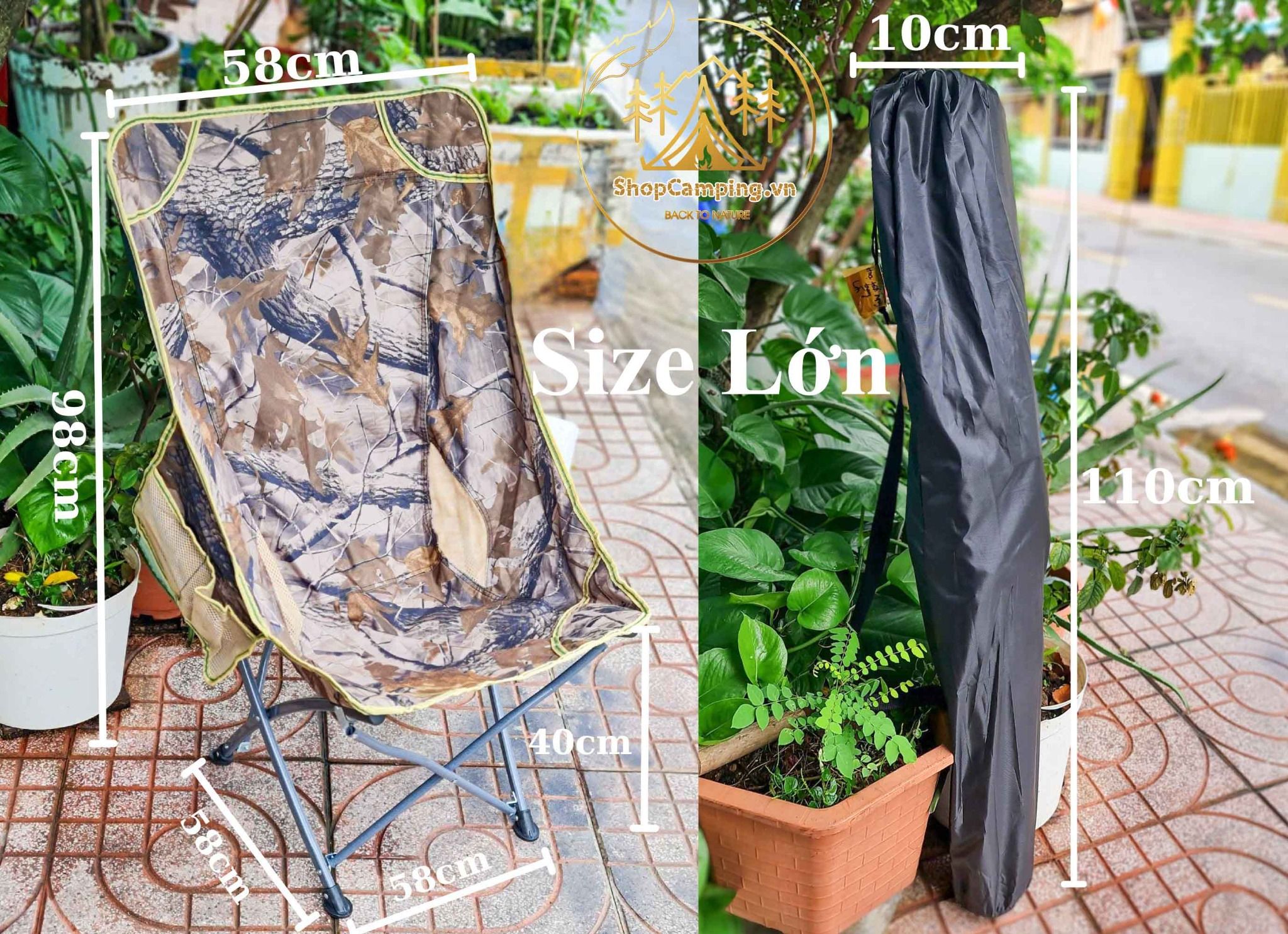 Ghế xếp dã ngoại, ghế gấp gọn Hitorhike khung thép chịu tải 120kg, ghế xếp gọn cắm trại, du lịch