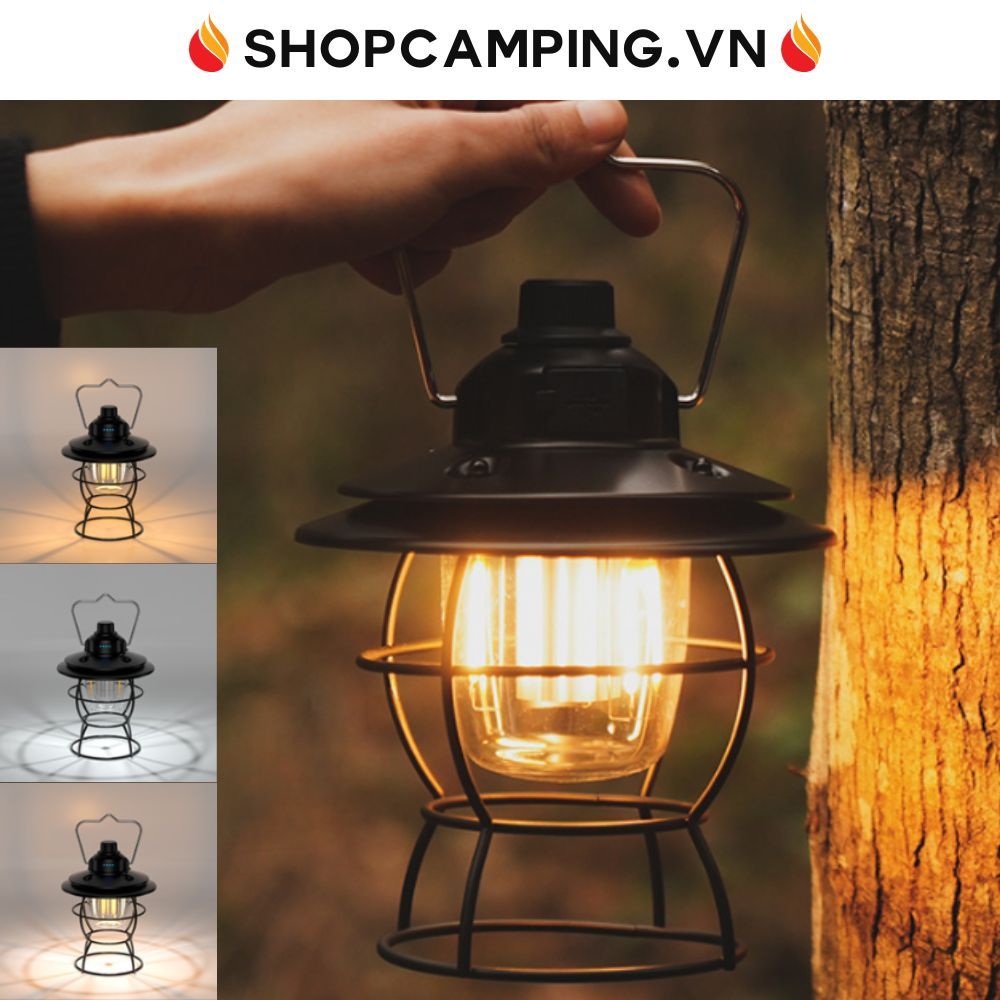 Đèn cổ Retro Lamp phong cách Vintage cổ điển, đèn treo lều, đèn cắm trại, dã ngoại