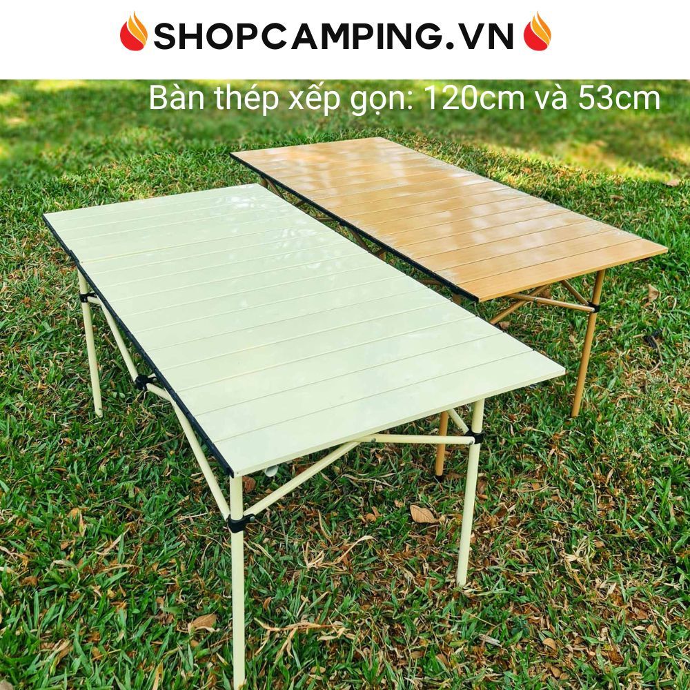 Bàn thép xếp gọn, bàn gấp gọn dã ngoại, bàn xếp thép có túi đựng du lịch,cắm trại, dã ngoại