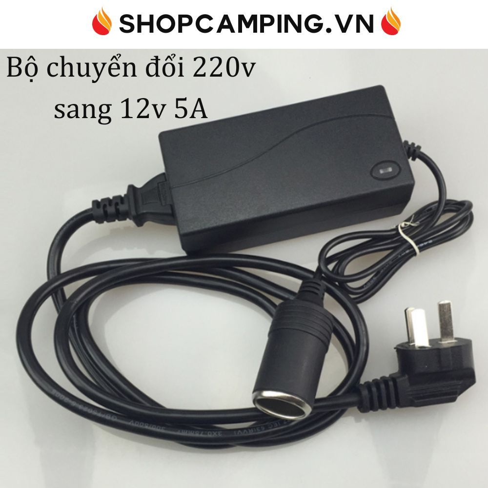 Bộ Adapter chuyển nguồn 220v sang 12v- 5A đầu tẩu sạc ô tô công suất 60w
