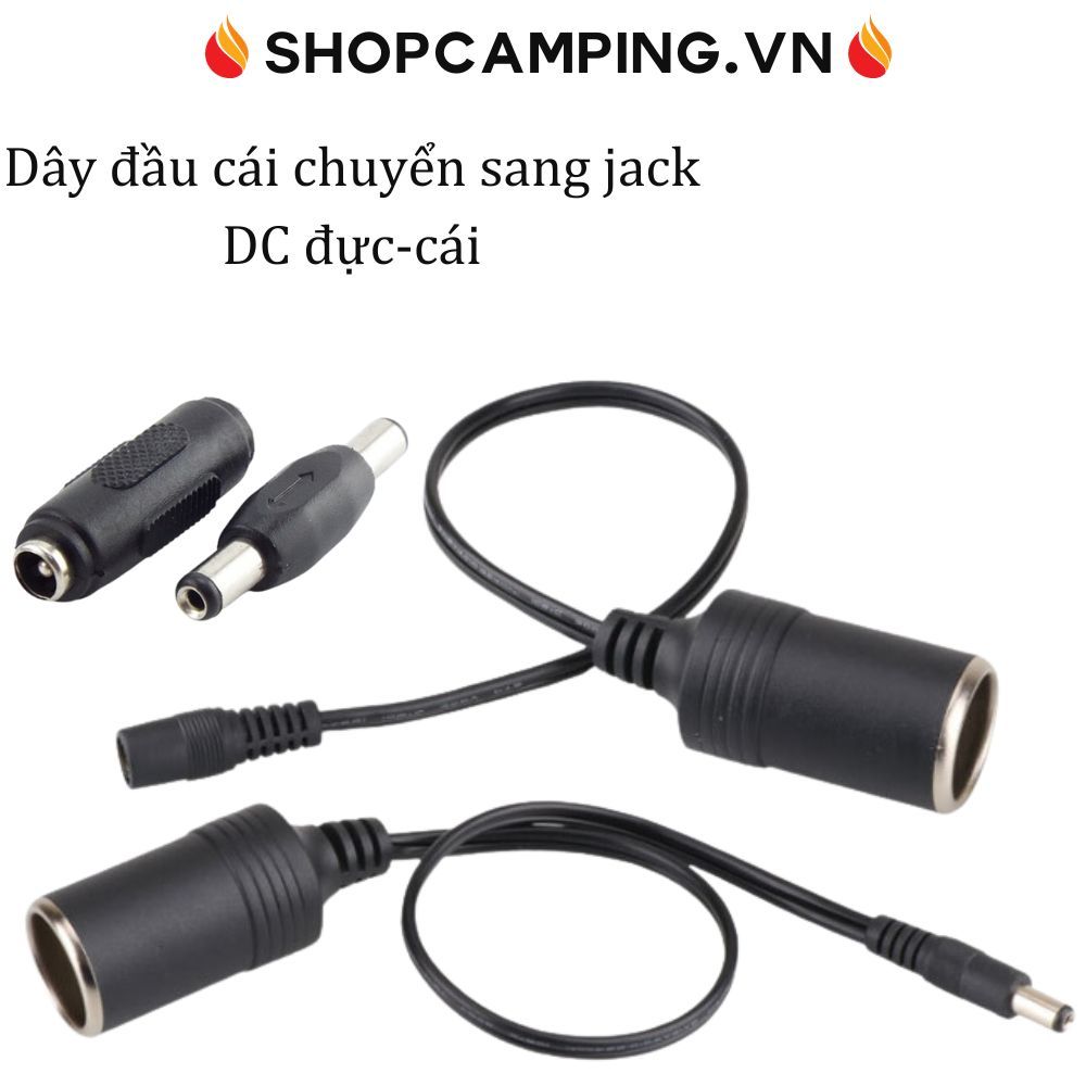 Dây đầu tẩu cái cắm nguồn oto chuyển sang jack DC đực - cái