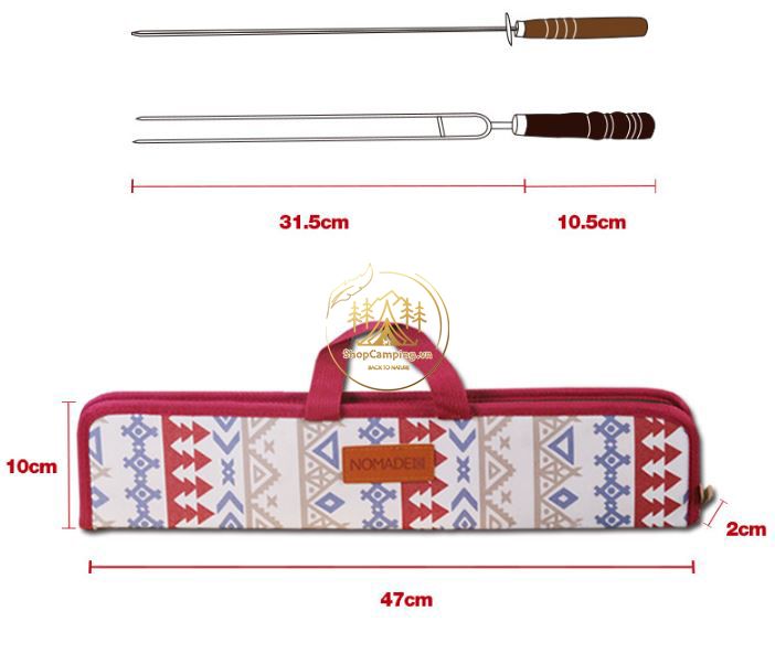 Bộ xiên nướng inox 304 7 món cao cấp, set 7 xiên nướng tay cầm gỗ, que xiên nướng thịt, rau củ