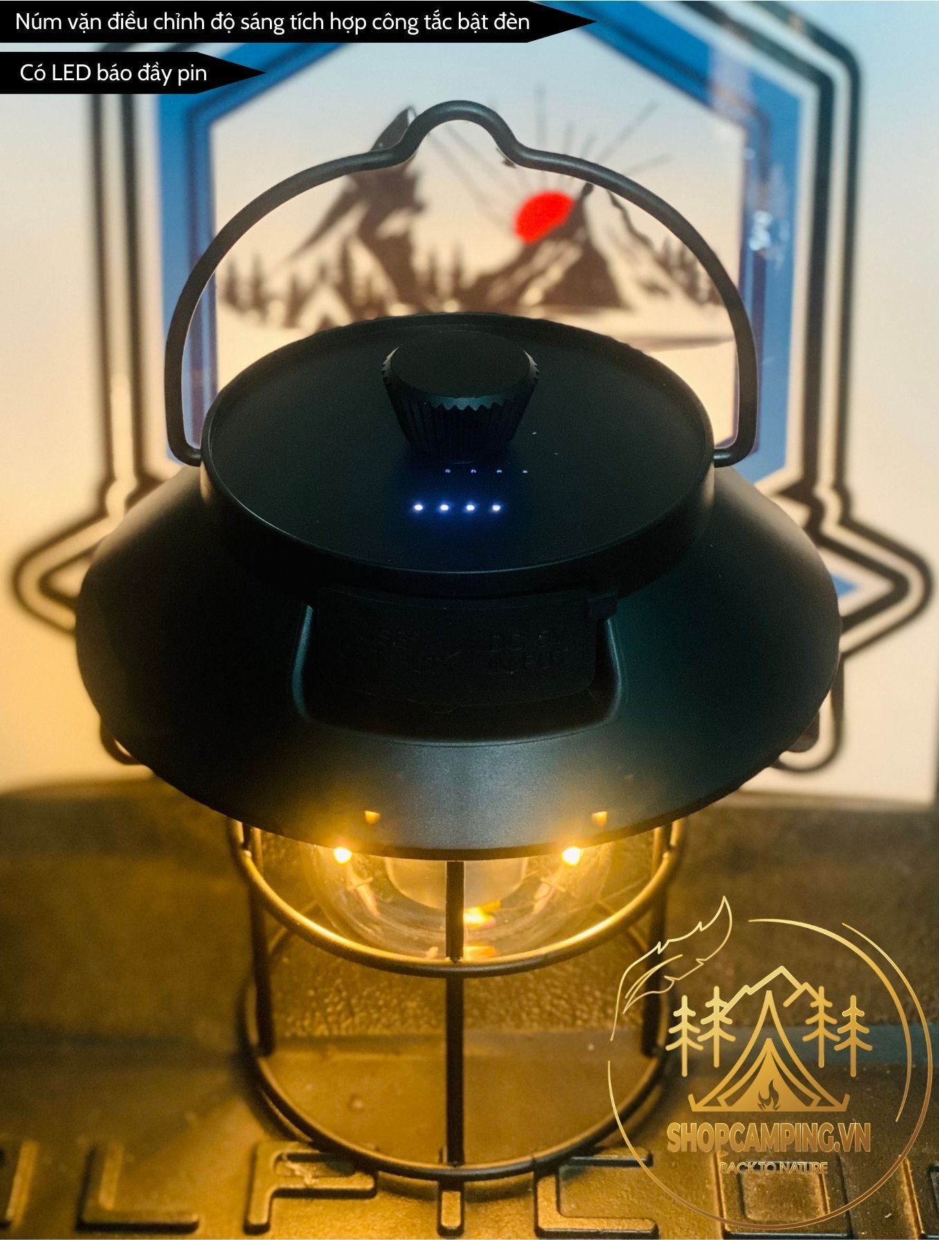 Đèn treo lều, để bàn, đèn cắm trại dã ngoại du lịch Retro Lamp 5000mah
