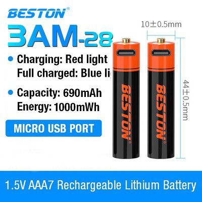 Pin tiểu sạc AA/AAA Beston 1.5V 3500mWh/800mWh cao cấp sạc nhanh trực tiếp bằng cổng micro USB